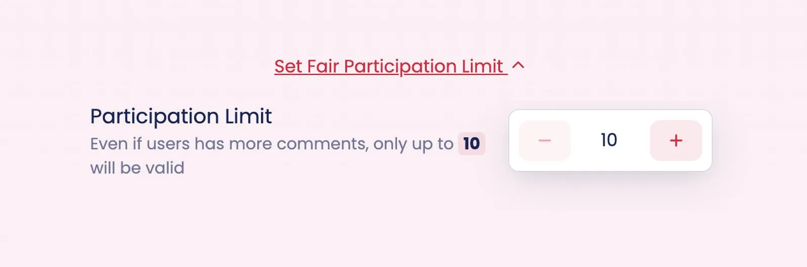 The Fair Participation Limit field on the giveaway rules screen